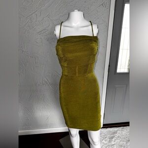 Princess Polly Strapless Olive Dress-Size 2